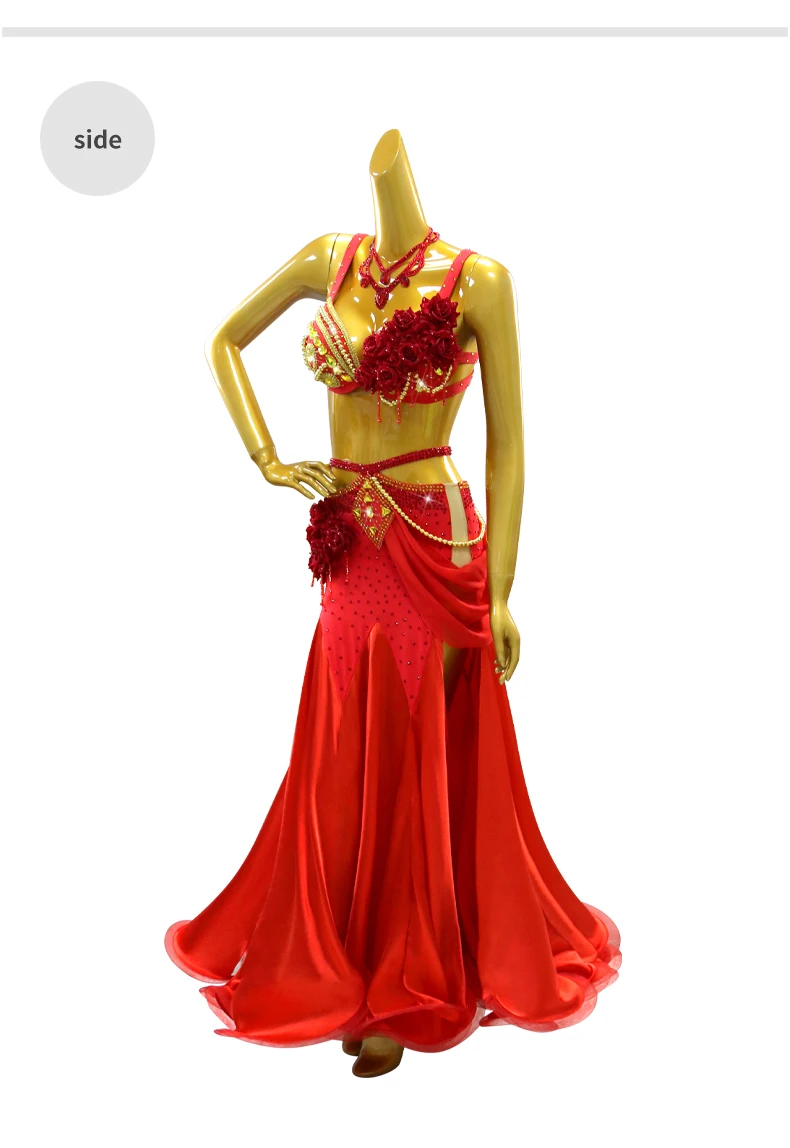 Bauchtanzkostüm, Bauchtanzkleid, langer Rock, orientalische Bühnenkleidung für Frauen, Baladi-Arabischer Anzug, Karnevalskostüm für Mädchen – Detail 8