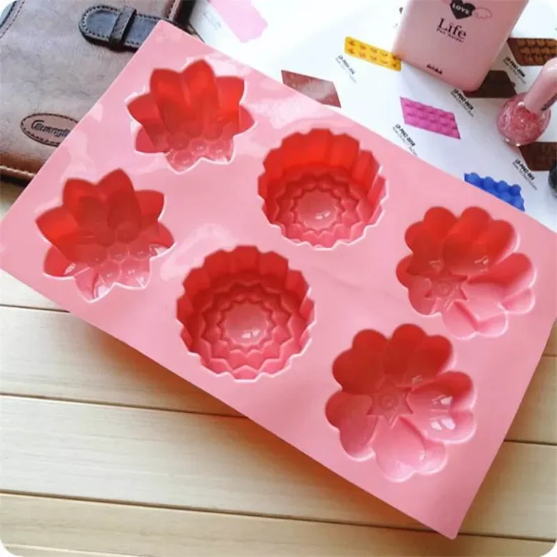 Stampo per torta in Silicone a 6 fiori stampi per stampi per pane fai da te fatti a mano per strumenti Mooncake