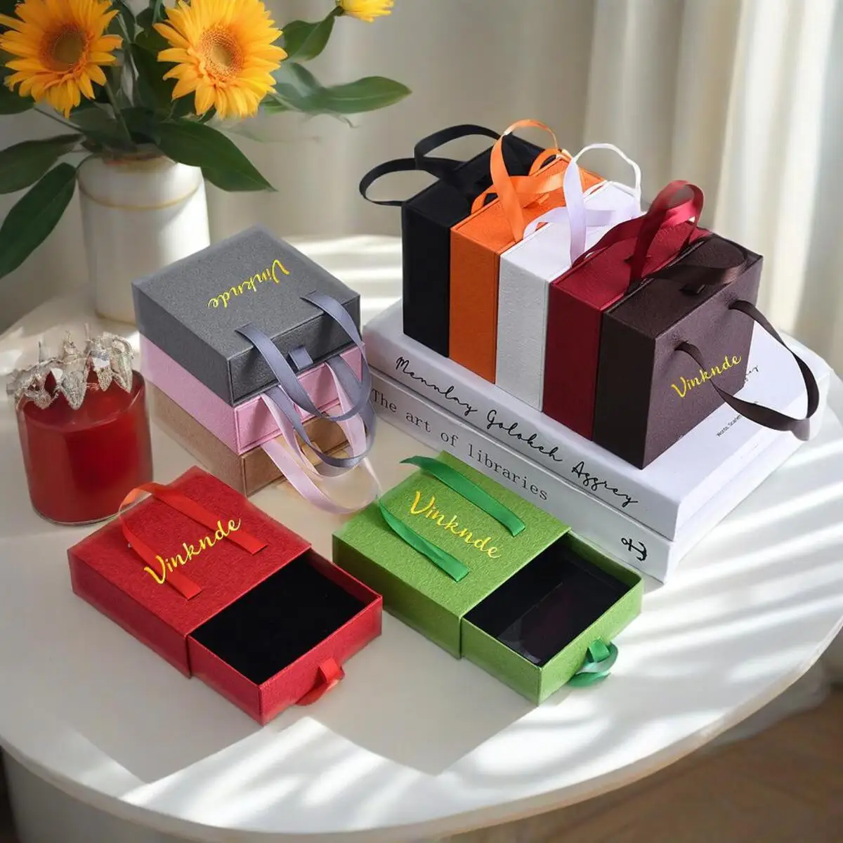 

Personalized Lychee Pattern Cardboard Luxury Bracelet Drawer Jewelry Box Custom Logo Necklace Ring Earring Display Organizer Box