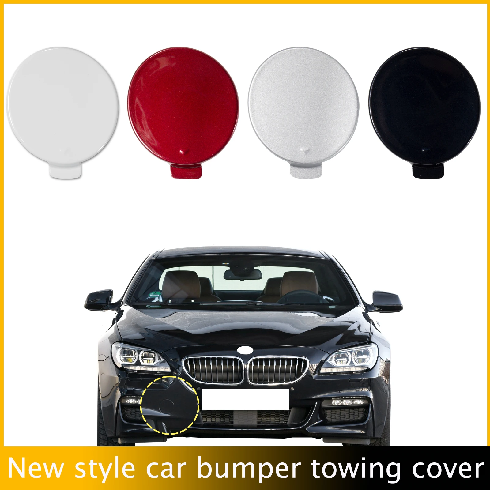 

Front Bumper Tow Hook Cap Towing Eye Cover For BMW 6 Series M-Sport 640d 640dX 650i 2012-2018 51118052710 Trailer Cover Cap