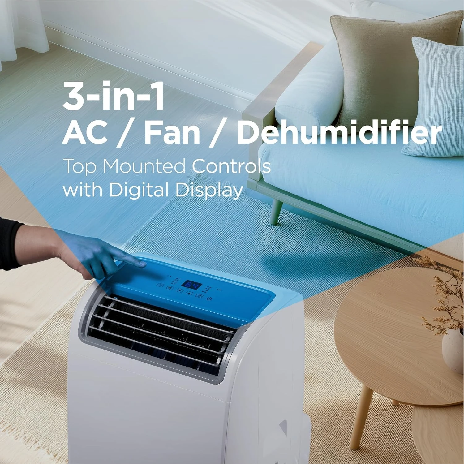 

Умный портативный кондиционер, 14 000 БТЕ для помещений площадью до 700 кв. Фут., умный портативный переменный ток с пультом дистанционного управления Follow Me, белый