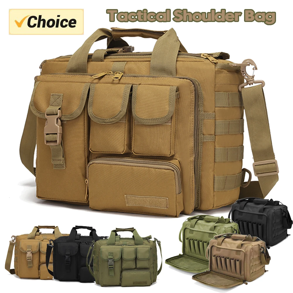 Gun Range Storage Bag Molle System Outdoor Hunting Accessory Nylon Gun Tactical Case Bags Pistol Tool Shoulder Pack Sniper Black