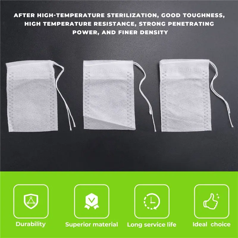 AC23-Pack Of 1000 Empty Scented Tea Bags With String Seal Filters For Loose Teas 5 X 7Cm White