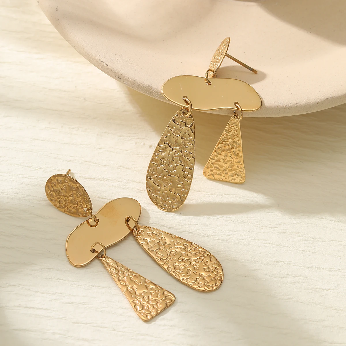 Fashion Women Gold Plated Chandelier Stainless Steel metal Drop Earrings Statement Jewelry image 3