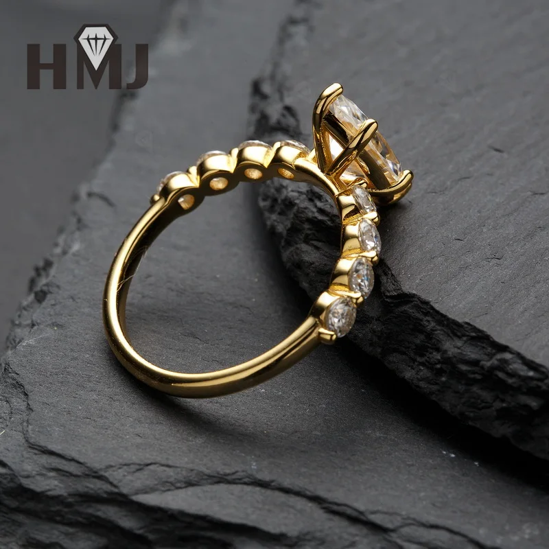 Marquise-Schliff Ring Moissanit Diamant D-Farbe VVS1 925 Sterling Silber für Damen Klassisch Elegantes Hochzeits-Verlobungsband Charms – Detail 12