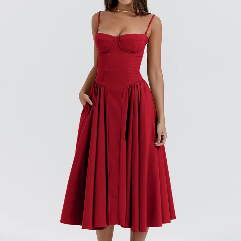 VEITCHE Modisches Damen-Trägerkleid mit Blauem Ozeanfisch-Muster, Sexy Langes Kleid, Frühjahr/Sommer 2025, Elegantes Maxikleid