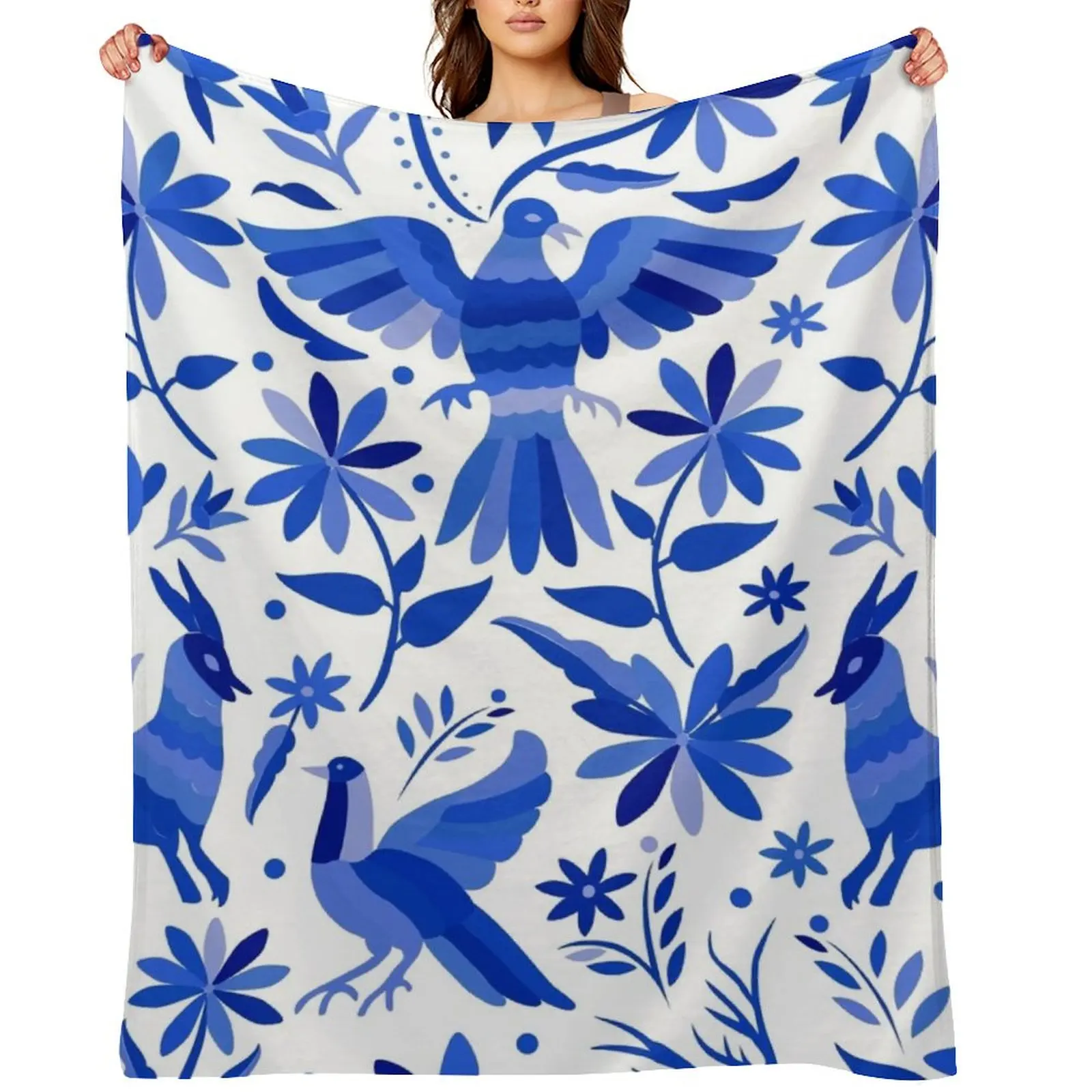 

Mexican Otomi Design in Blue Throw Blanket Shaggy Softest Moving Blankets For Bed Blankets