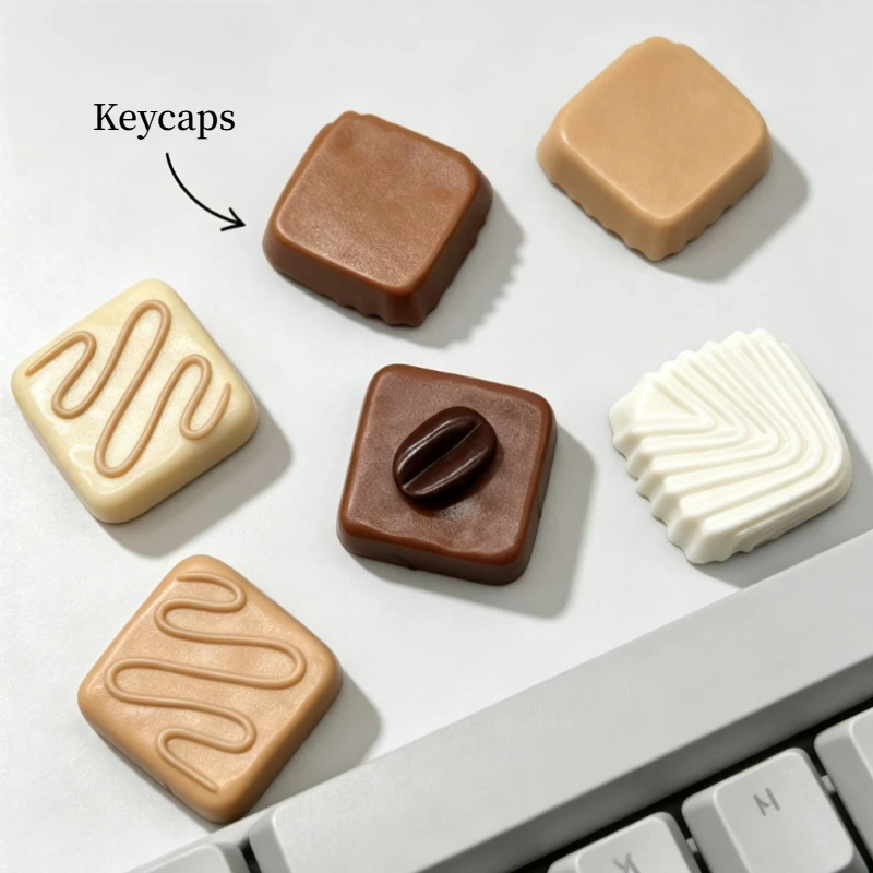 Chocolate Shaped Creative Theme Keycaps Set Resin Low Profile Cross Custom Original Handmade Keycaps for Mechanical Keyboard DIY