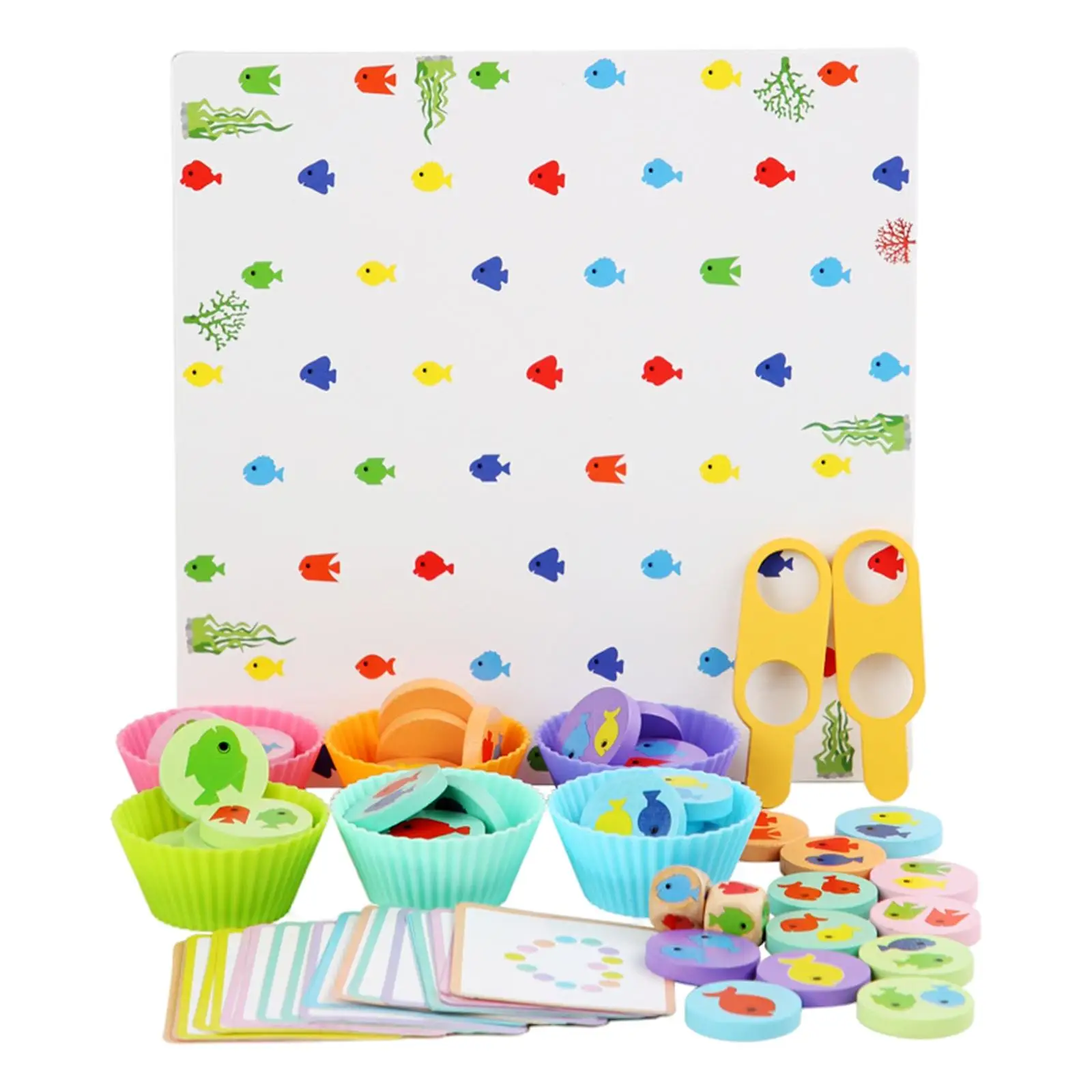 Interactive Fishing Matching Toys Educational Board Colorful Sorting Game Sensory