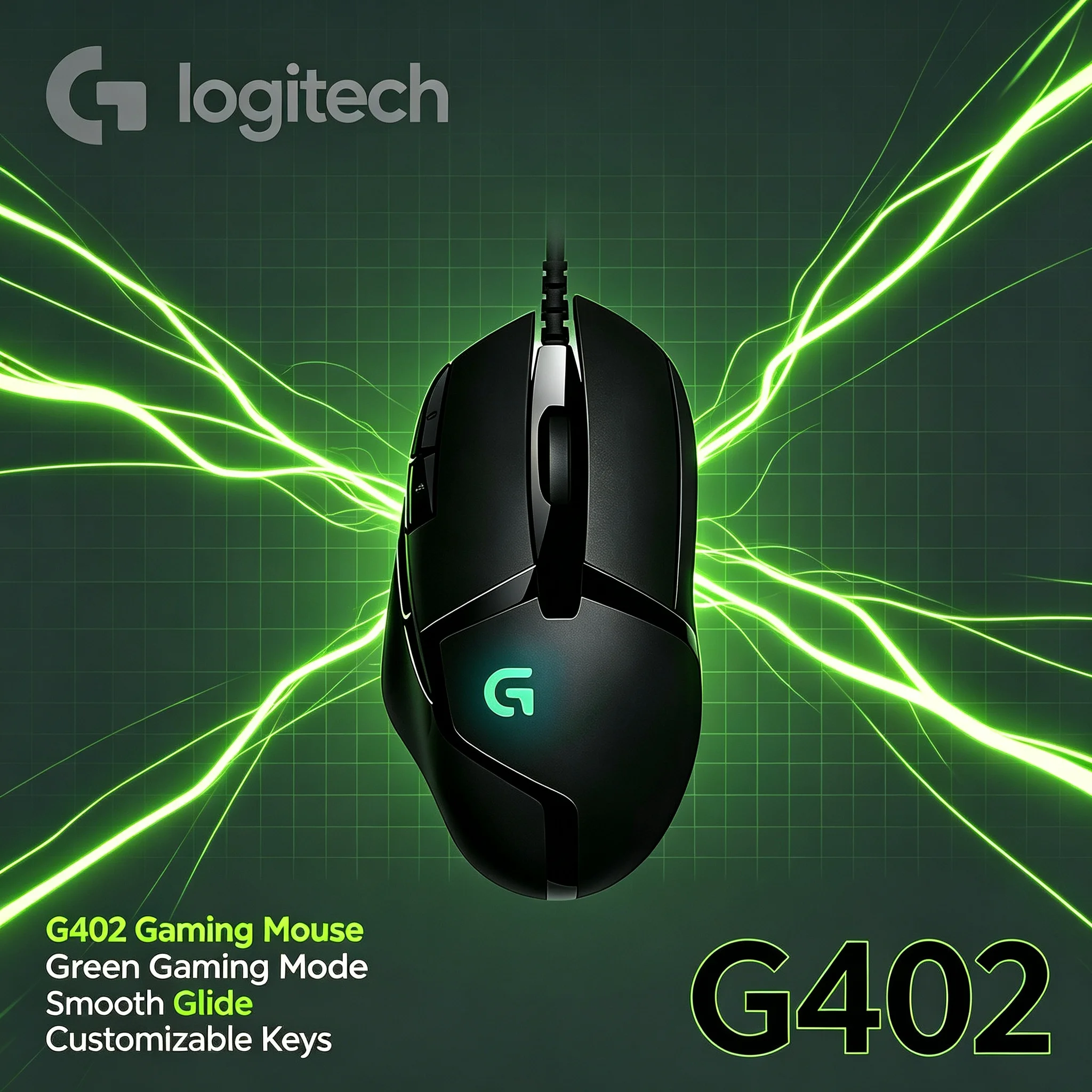 Logitech G402 Wired Game Mouse 4000 DPI Ergonomic Right Hand RGB Mice