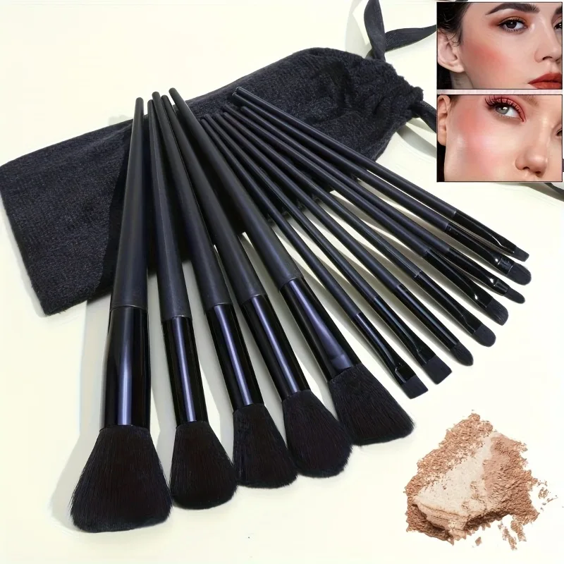 13pcs Makeup Brush Set with Case for Foundation Eyeshadow Blush Contour Black Gold Soft Bristles Cosmetic Brushes for Women Gift