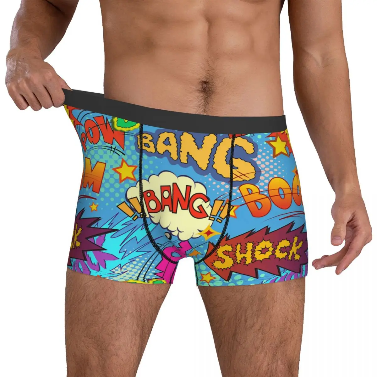 Boom Seamless Comics Boxer Shorts 3D Pouch Underwear Quality Customs Shorts Briefs Funny Men's Underpants Plus Size 2XL