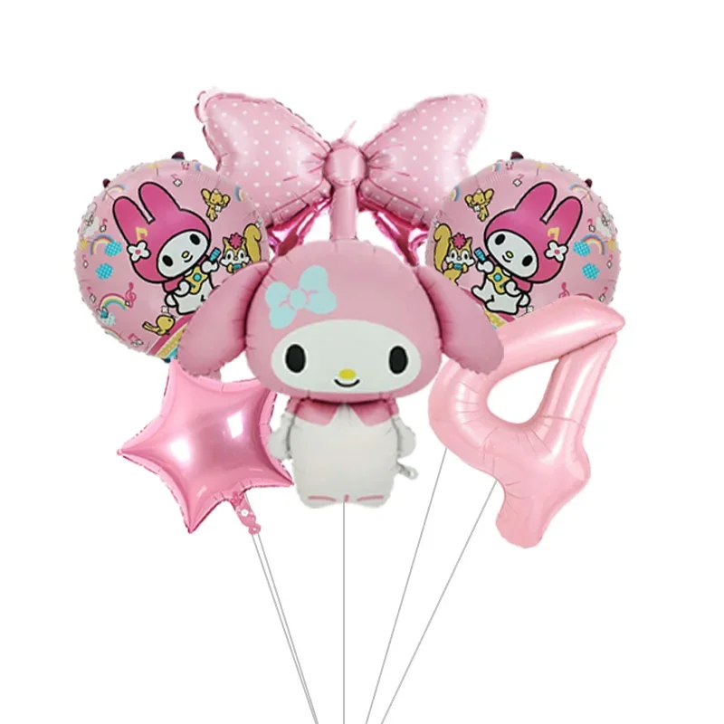 Anime Kawaii My Melody Themen-Folienballons-Set Latexballons Kindergeburtstagsparty-Dekoration Babyparty Zahlenballon Globos – Detail 5