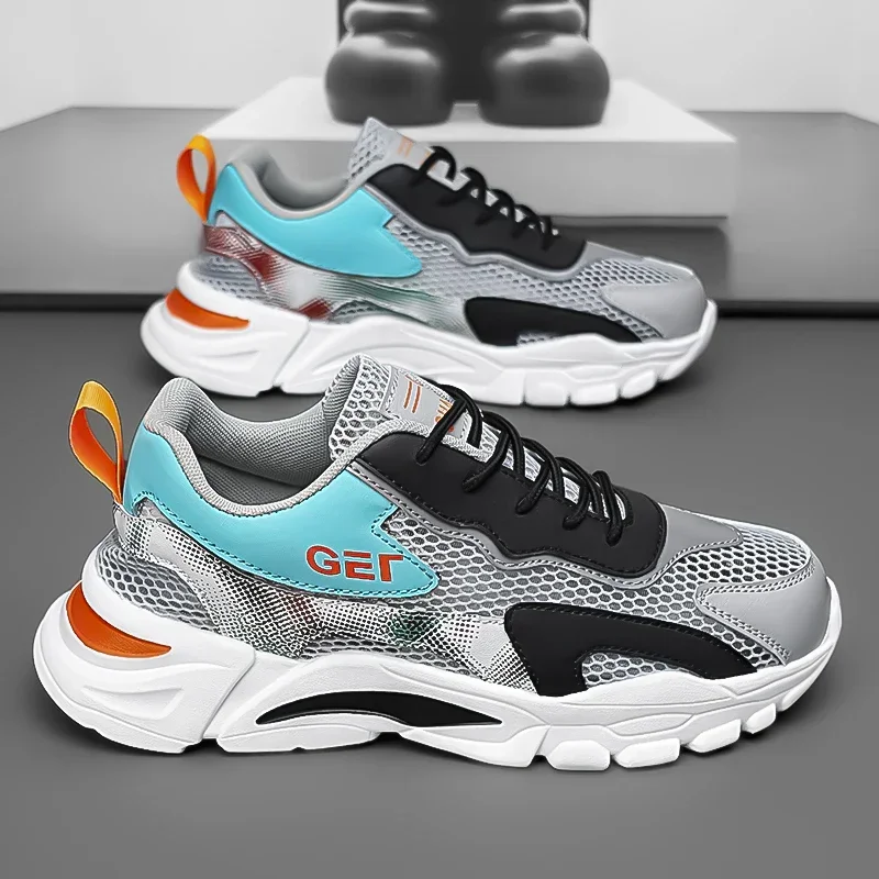 

Men's Summer Breathable Comfortable Sports Shoes Thin Single Net Couple Large Size Mesh Shoes Lightweight Running Sneakers