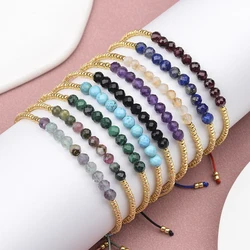 Wholesale 4MM Garnet Amethyst Black Spinel Natural Stone and Seed Beads Adjustable Bracelets For Women Girl Gifts