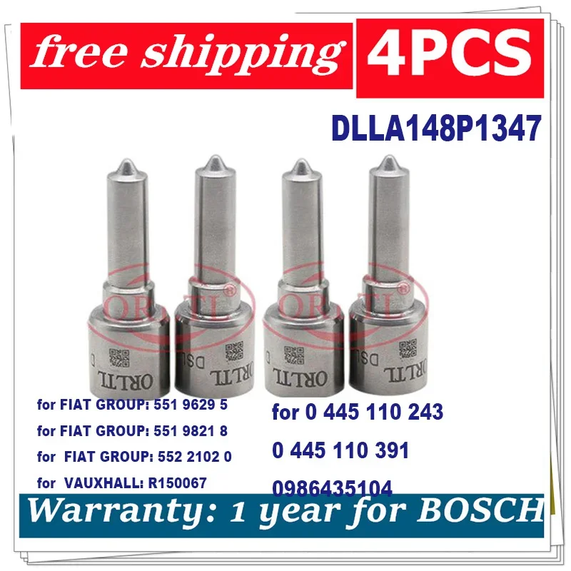 4 PCS Diesel Nozzle Fuel DLLA148P1347 0 433 171 838 For FIAT GROUP VAUXHALL 0445110243 0445110391 0986435104 0 445 110 243 0 44