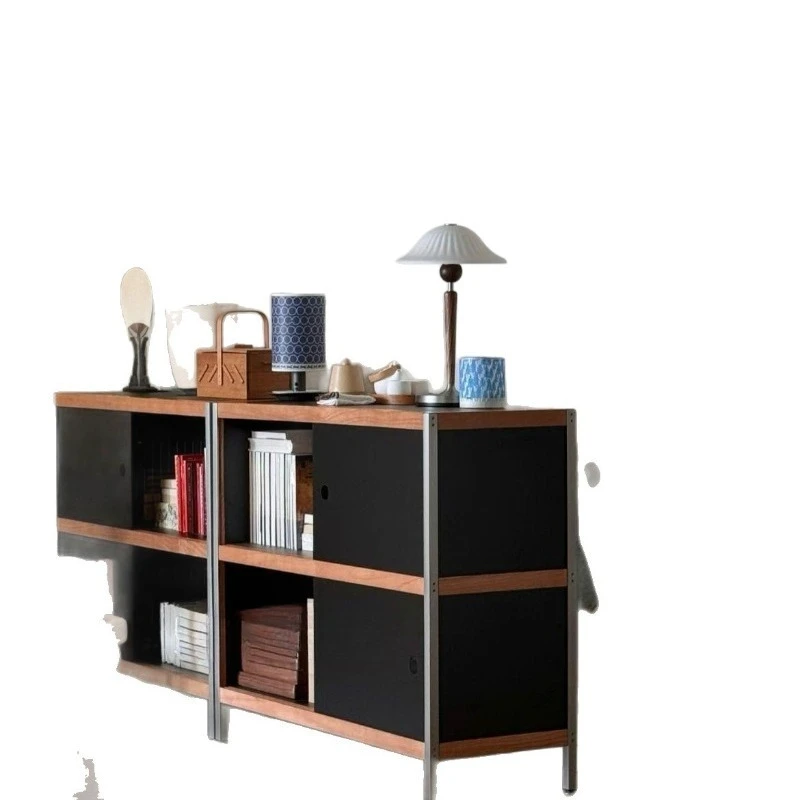 Side cabinet, solid wood retro storage cabinet against the wall c