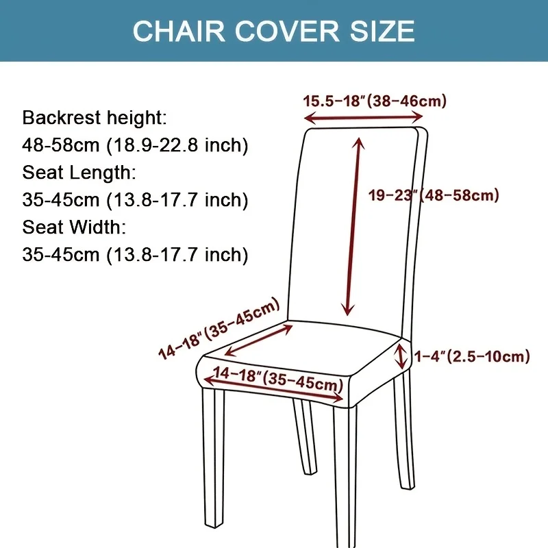 6pc Waterproof Jacquard Dining Chair Slipcover Stretch Polyester Chair Cover for Wedding Dining Room Office Banquet Home Decor