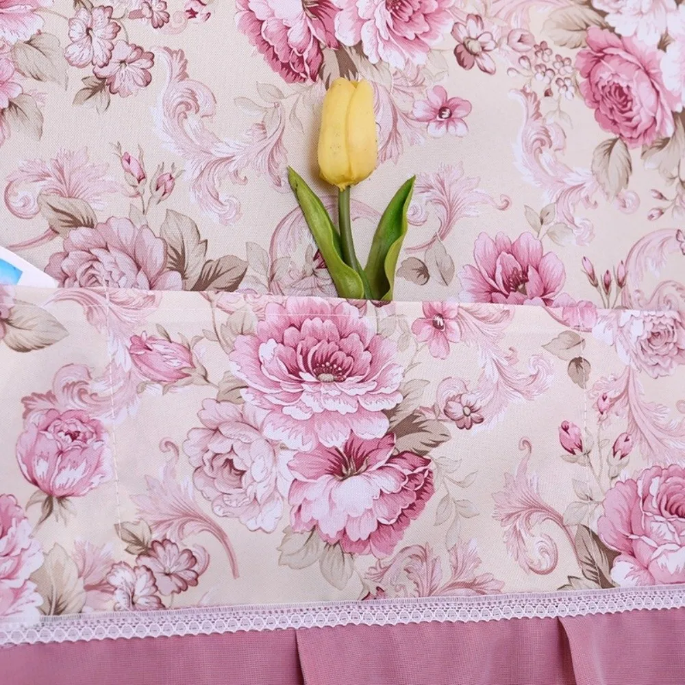 70x170cm Refrigerator Dust Cover Flower Pattern with Storage Pocket Dust-proof Cover Art Cloth Washable Protective Cover