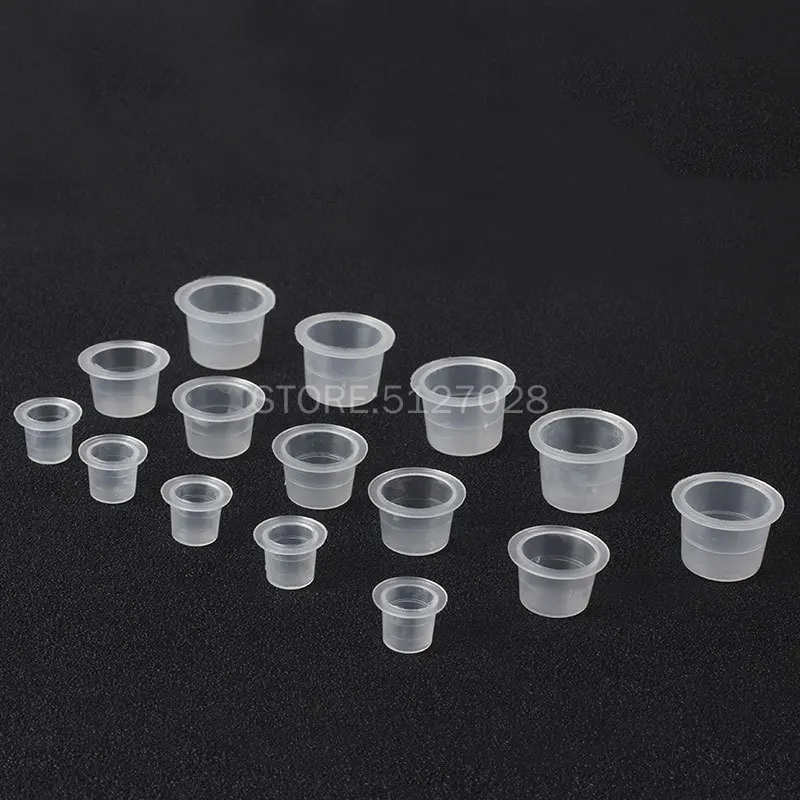 100Pcs plastica Microblading Tattoo Ink Cup Cap Pigment Clear Holder Container S/M/L Size per Needle Tip Grip Tattoo Supplis