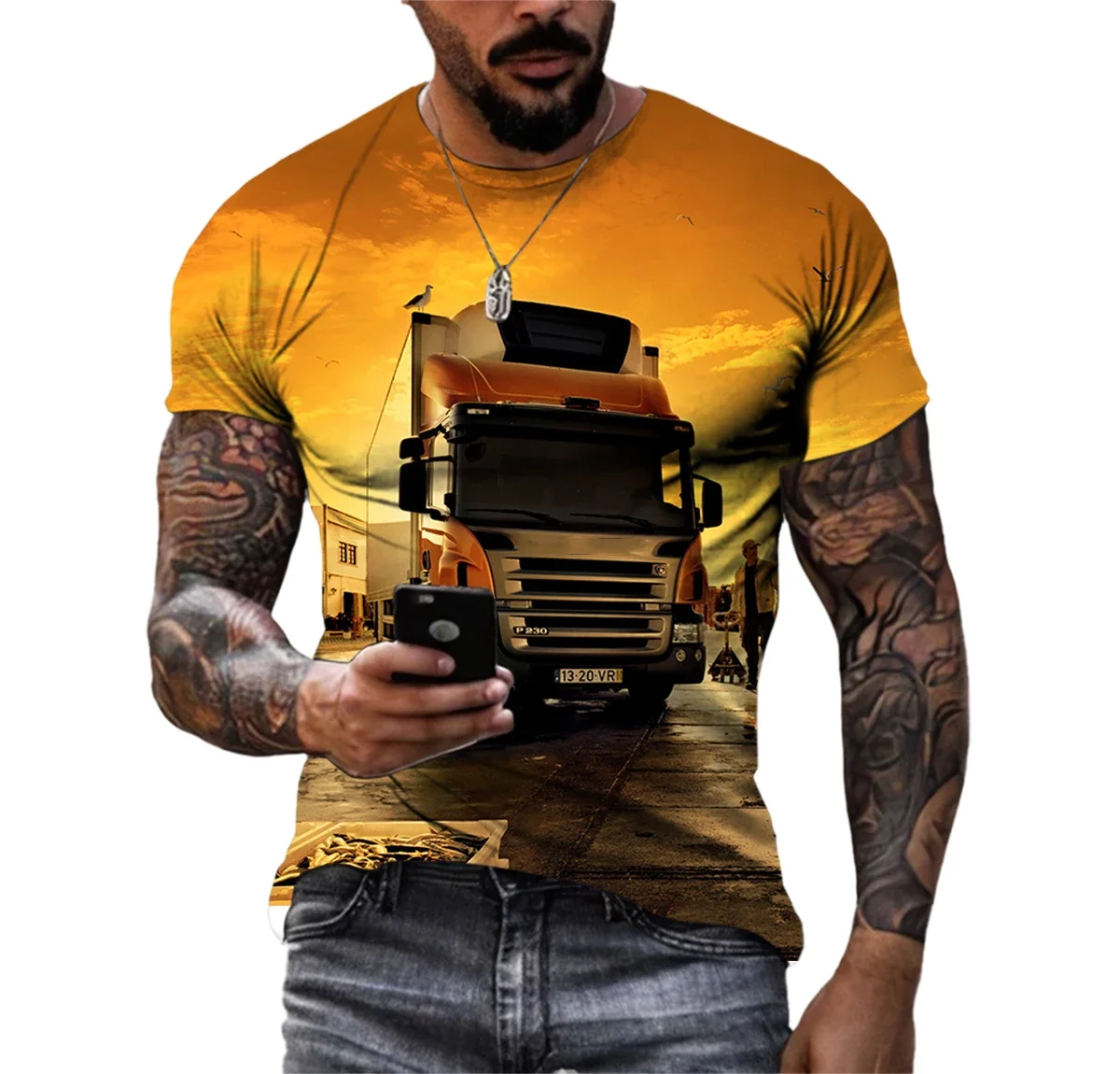 New Summer Fashion Classic Truck Simulation Game 3D HD Printing Men's Trend Harajuku T-shirt O Collar Plus Size High Quality Sho