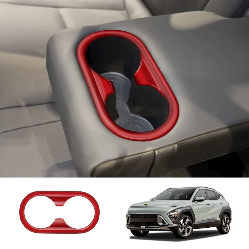 

Для Hyundai KONA 2024 2025 ABS красное украшение напитков интерьерные аксессуары заднее сиденье задняя крышка