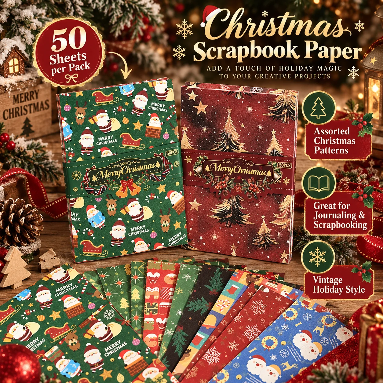Vintage Christmas Scrapbook Pa - đánh giá và giá Scrapbooking