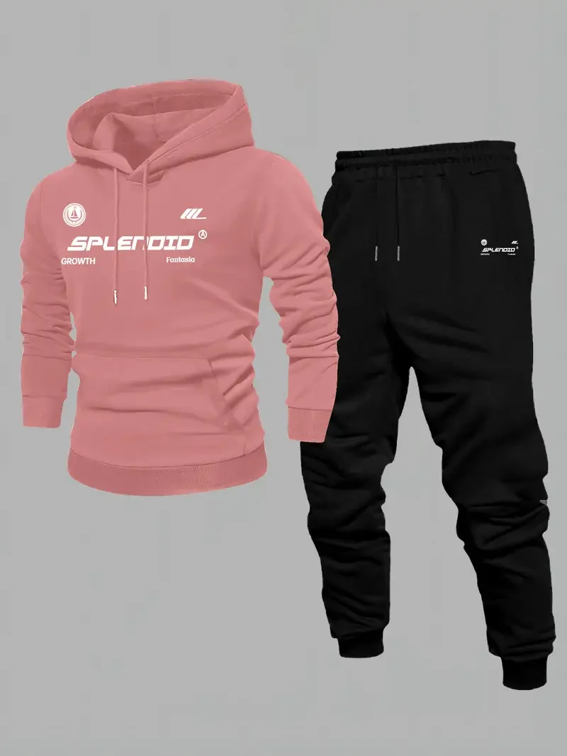 طقم رياضي مخملي سميك للرجال مطبوع عليه حروف نيويورك للربيع والخريف طقم هوديي بأكمام طويلة كاجوال مريح للجيب #6