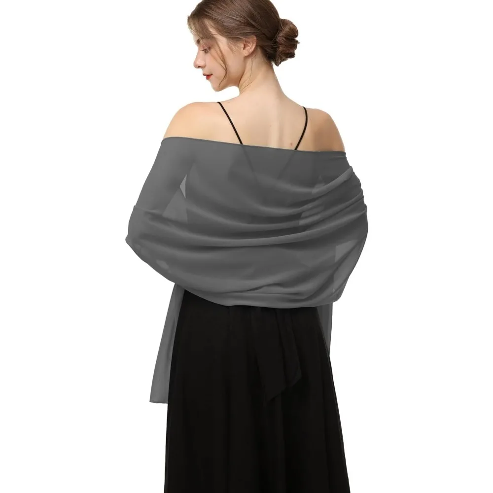 

Women's Shawls and Wraps for Evening Dress Chiffon Shawl Soft Elegant Silky Pashmina Wedding Bridal Scarf