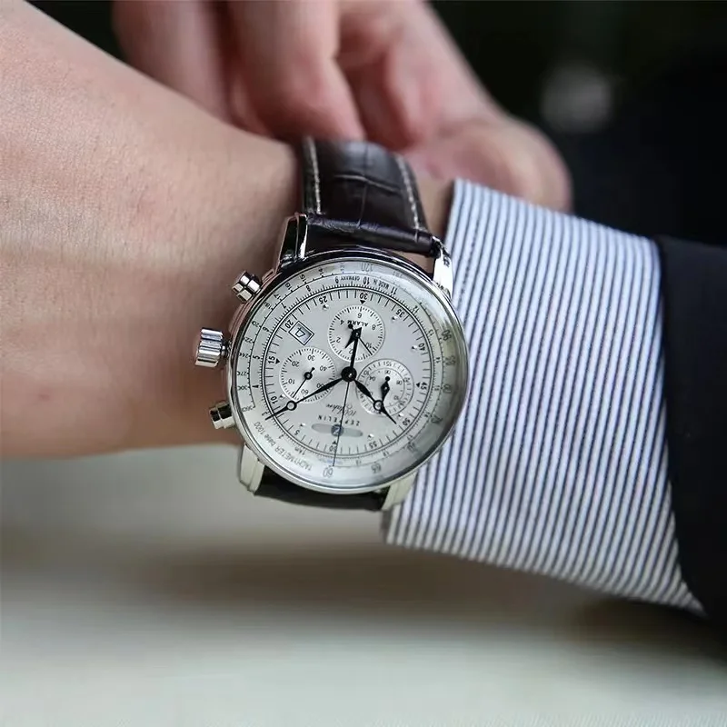 Zep business hot sale men's 40mm three-eye full-function quartz watch