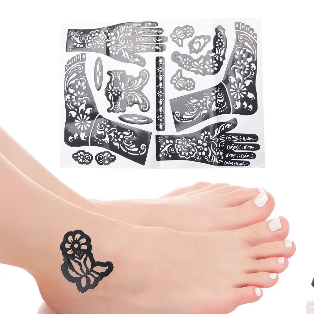 

Beauty Fashion Tattoo Stencils Waterproof Reusable India Tattoo Sticker Henna Template Hand Art Stickers Tattoo Temporary