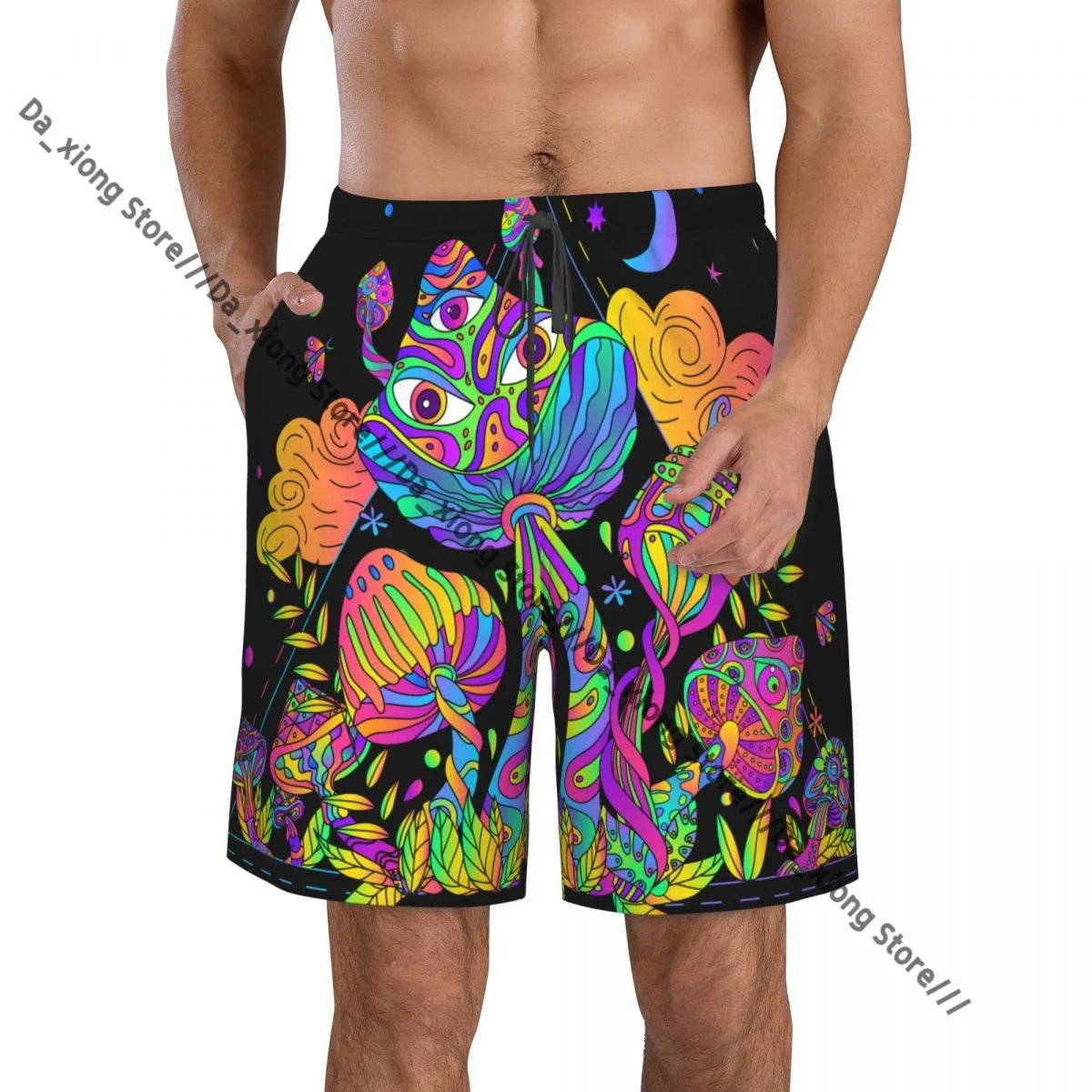 Mens Swimwear Swim Short Trunk Trippy Mushroom Composition Beach Board Shorts Swimming Surffing shorts