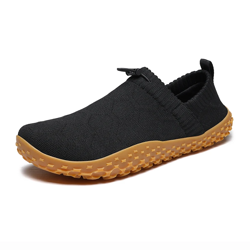 Men's Breathable Woven Mesh Barefoot Shoes, Unisex Wide-Toe Shoes, Slip-On Soft-Soled Fashionable Casual Sneakers, Rubber Sole with Good Grip