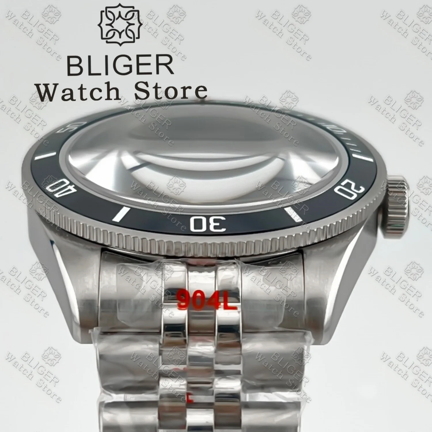 BLIGER 39 мм BB58 Корпус для часов Юбилейный браслет Нержавеющий винт Корона Куполообразное сапфировое стекло Подходит для NH34 NH35 ETA2824 PT5000 Механизм
