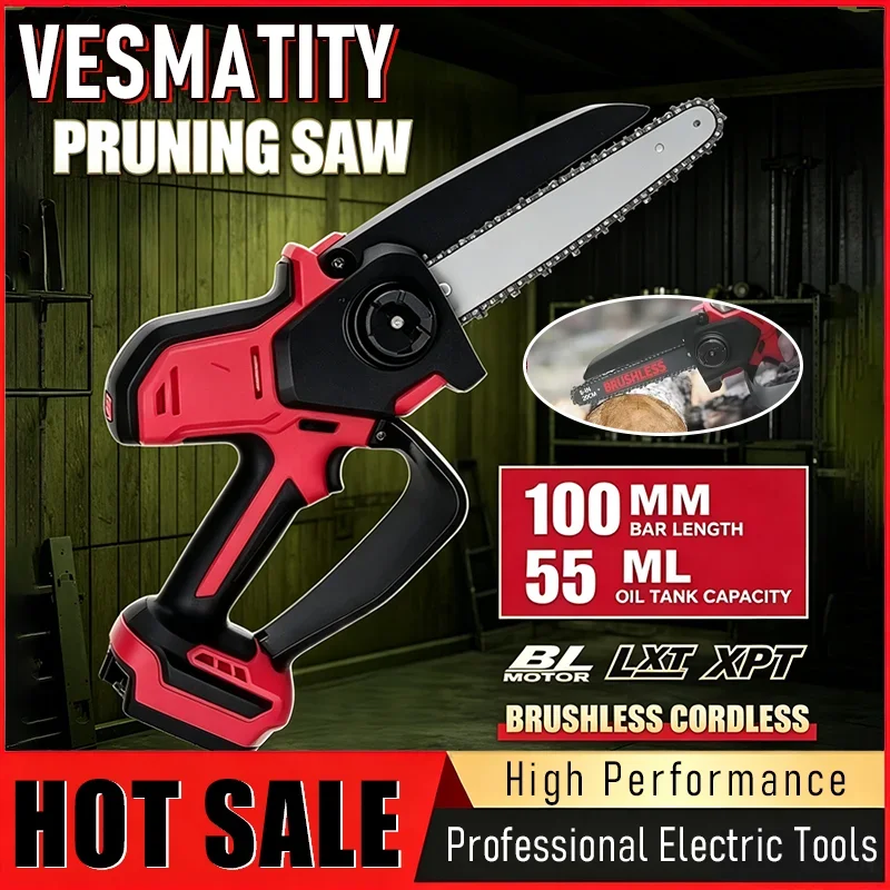 2026 HOT SALE brushless cordless mini chain saw pruning electric saw for garden cutting for Milwaukee battery