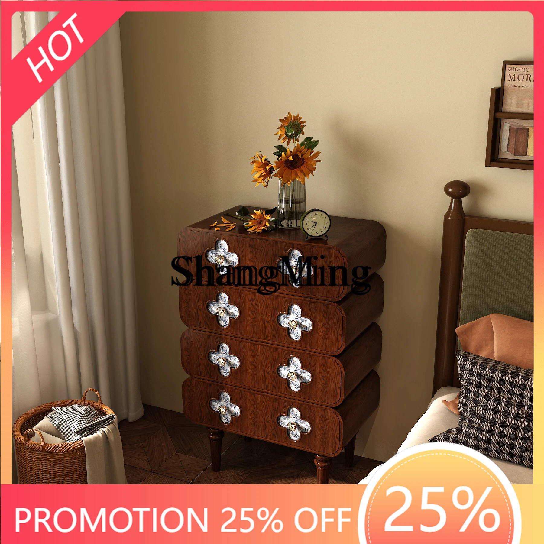 

SM new home bedroom locker solid wood rack retro drawer chest cabinet