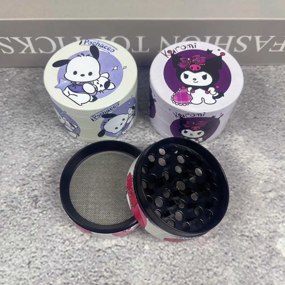 2inch Kuromi Herb Grinder 4-Layer Metal Sanrio Crusher Mill Manual Cigarette Tobacco Grass Herb Grinder Smoking Accessories Gift
