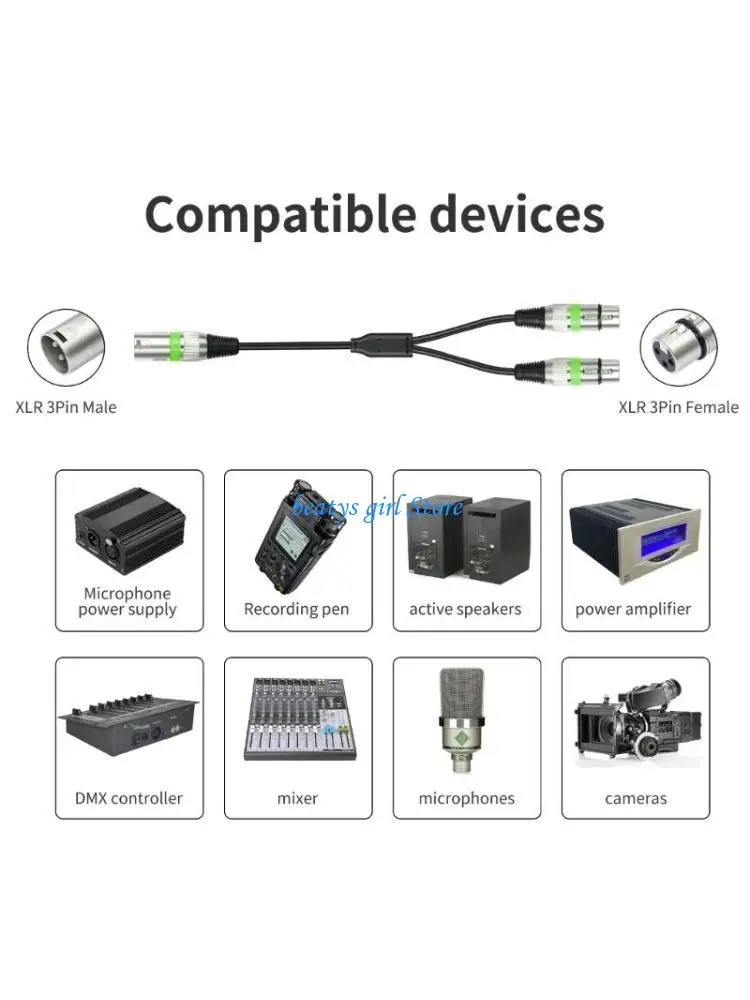

C7AB 3Pin to Double 3Pin Cable Microphones Balanced Analog Line 3Pin Male Female for PC Phone Speaker Amplifiers