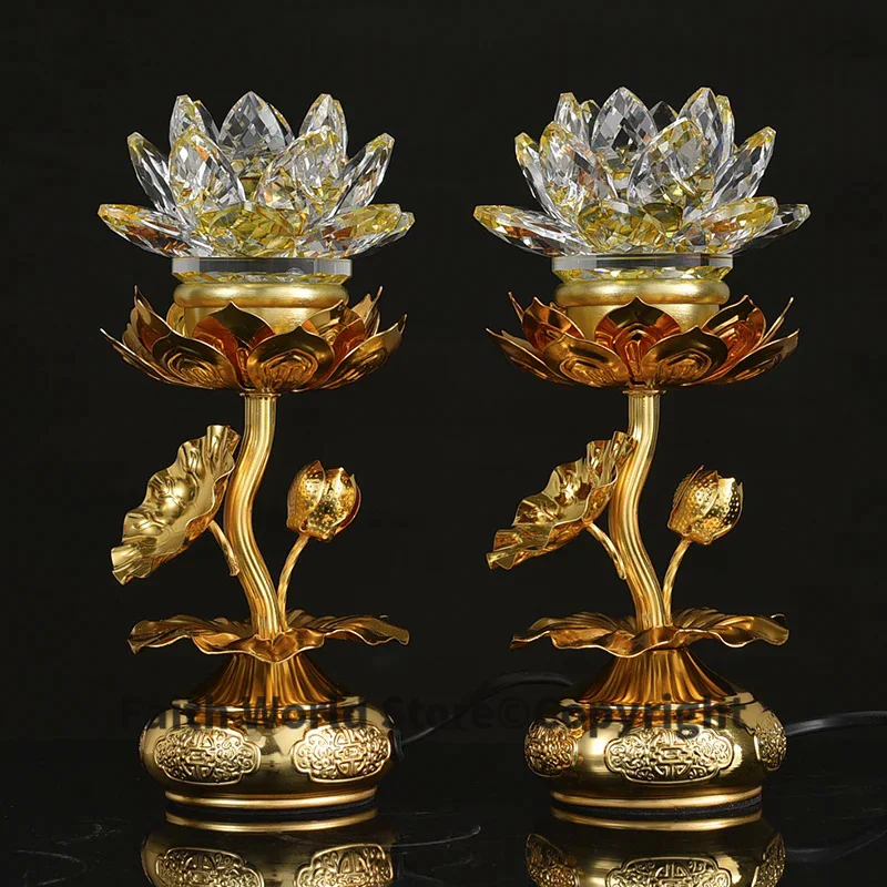 2025 2PCS high grade Buddhism worship lotus flower LED lamp HOME Temple shrine enshrine Guanyin buddha Bless safety health