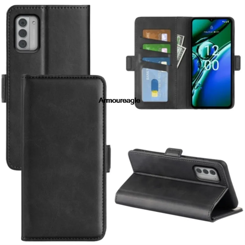 black case guard on for nokia g42 leather wallet flip cover vintage magnet phone case for nokia g42 coque shell protector shield