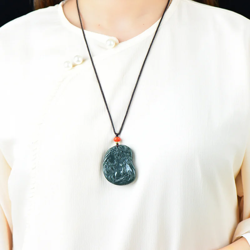 

Exquisite Hetian Jade Nine-Tailed Pendant