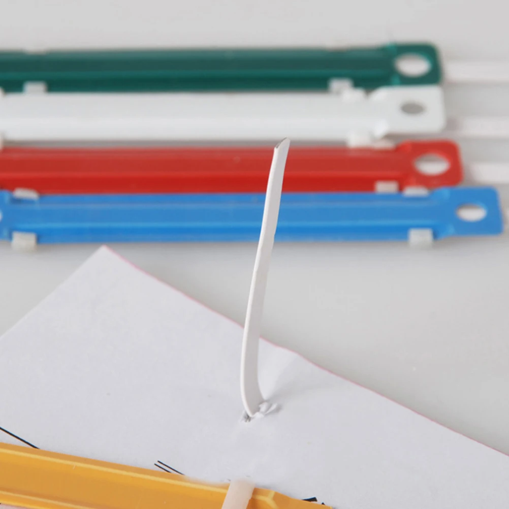 

100 pcs File Binding Strips Two-Hole Punch Loose Leaf Clips Plastic Document Organizer Office School Stationery Supplies