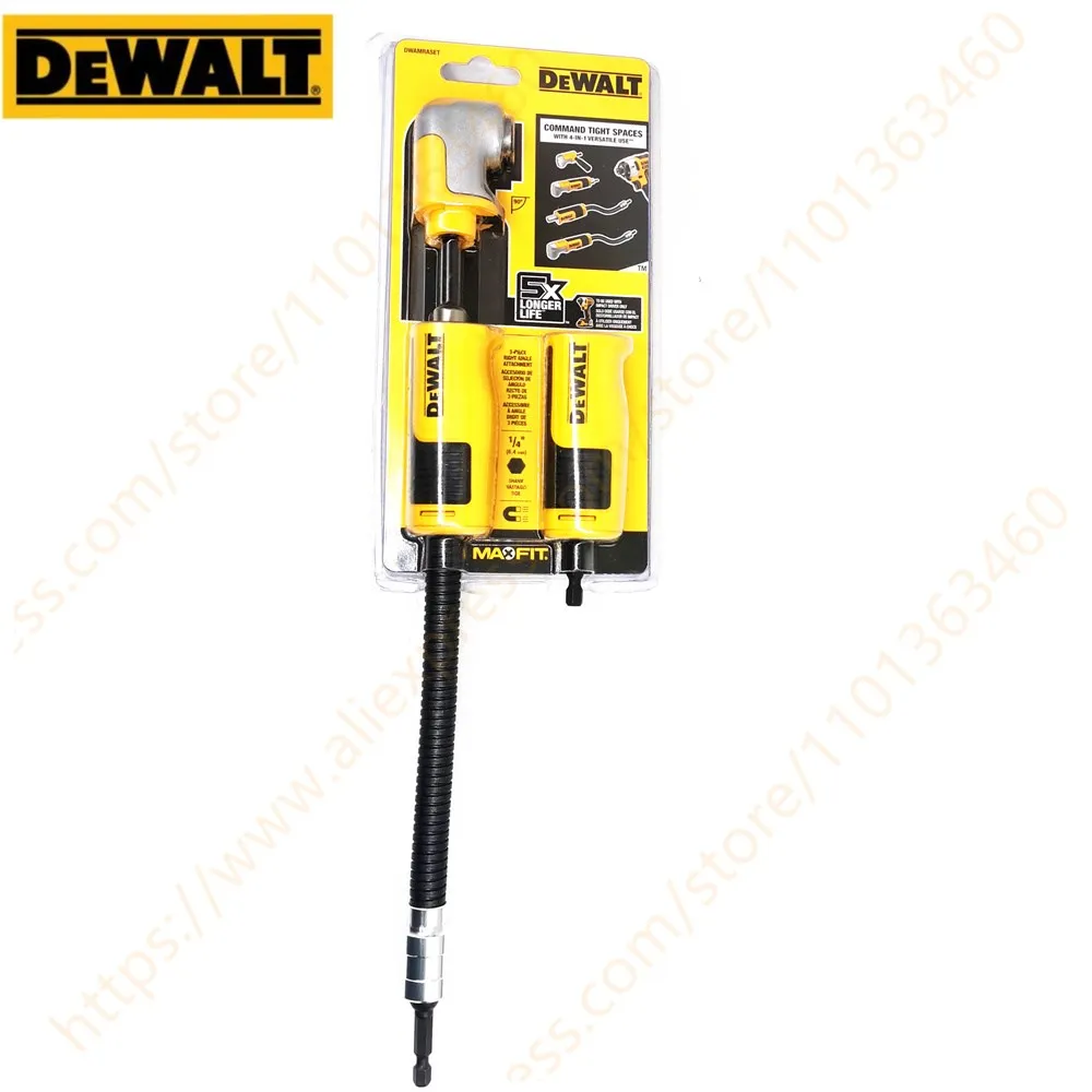 

DEWALT Right Angle Drill Adaptor FlexTorq 4-in-1 System Compact Straight Flexible Shaft 12 Inch Accessories DWAMRASET