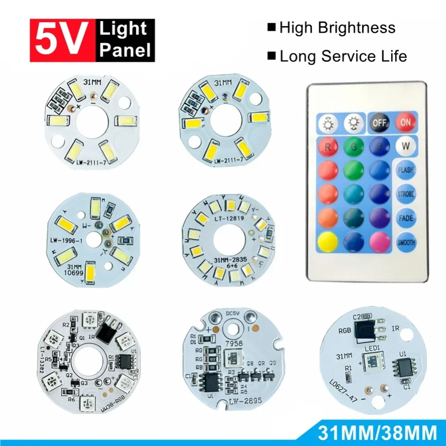 LED RGB Light Board Remote Control LED Dimmable High Brightness 5V Colorful Gradient DIY Model Display Light PCB Board