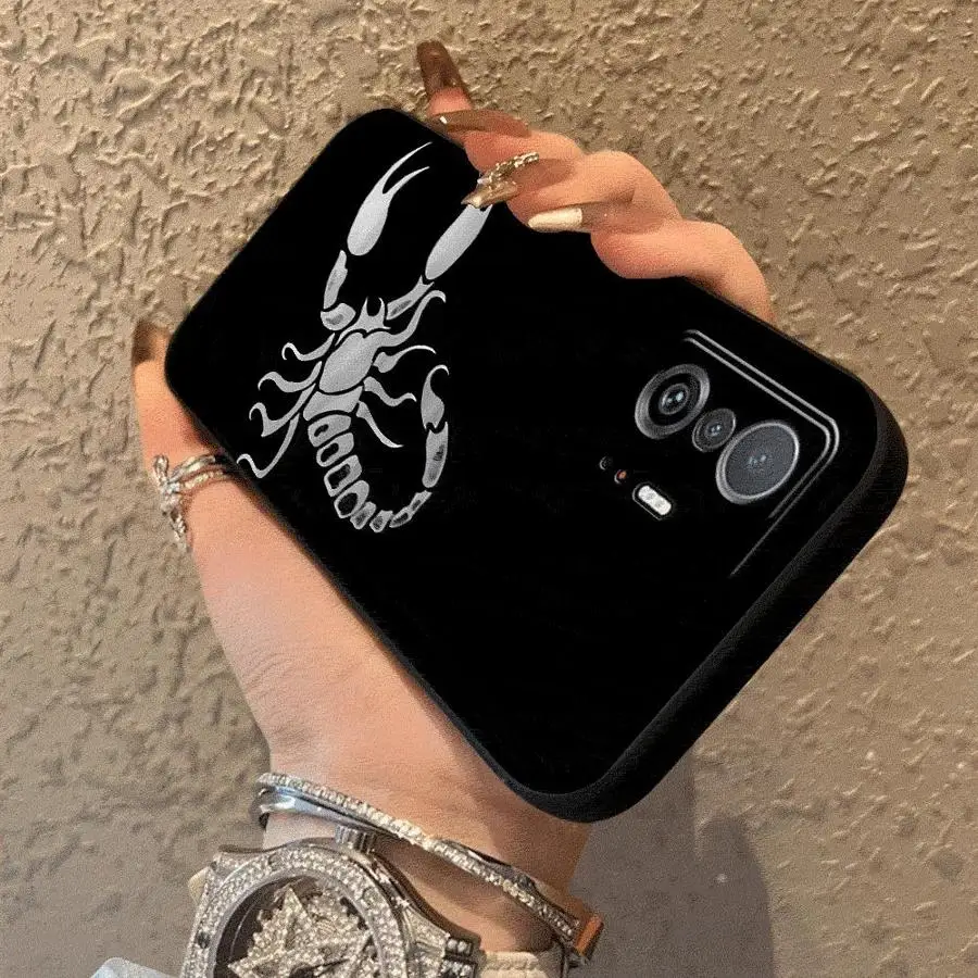 Black Soft Phone Cover Case for Xiaomi Mi 11 12 13 Lite 10T 11T 12T Pro 12X 13 14 15 Pro Scorpion Pattern Design