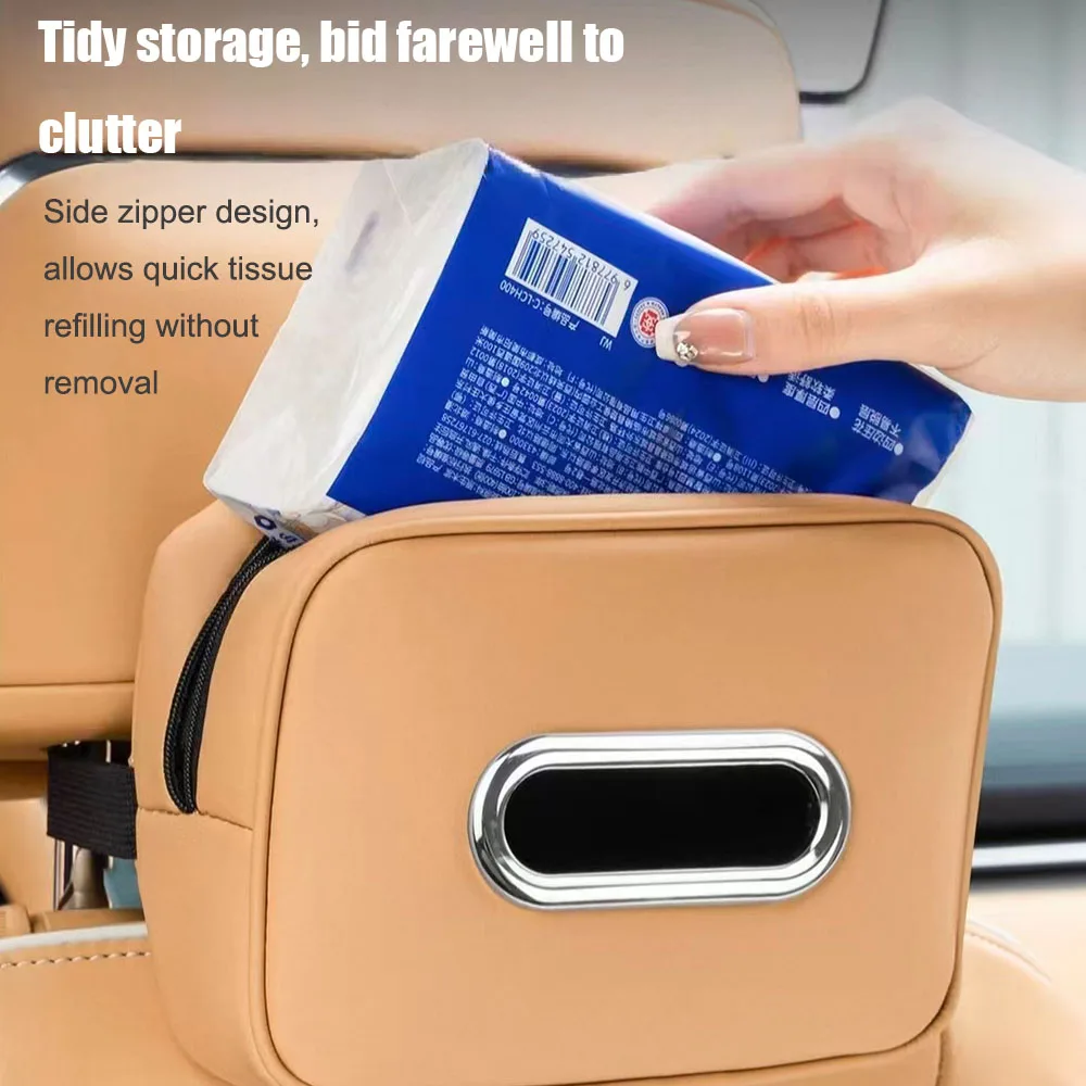 For ZEEKR 9X 2025 2026 Car Tissue Box Seat Back Hanging Paper Bag Storage Tissue Holder