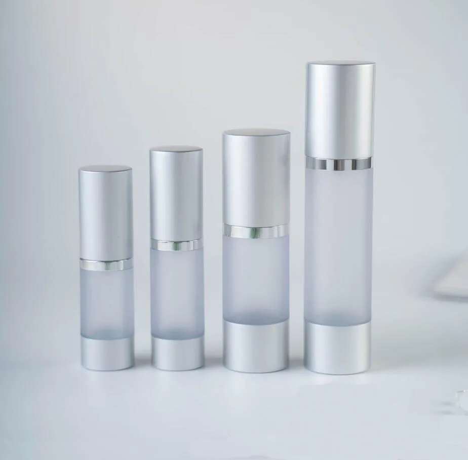 50ML matte silver frosted airless bottle  lotion emulsion serum liquid foundation whitening essence recovery complex packing