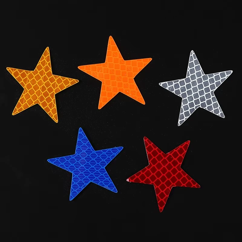 100 Pcs Reflector Stickers Decals Pentagram Reflective Warning Strip Tape Car Styling Car Bumper Reflective Strips Secure Star