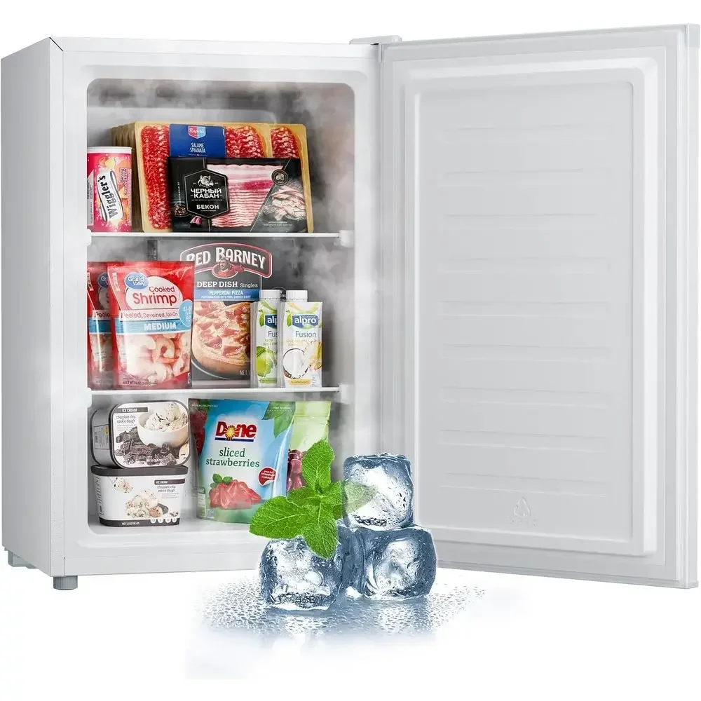 Mini Upright Freezer with Reversible Door, Frost-Free, 5 Adjustable Shelves, Stand Up Freezer with Ice Trays and Roasting Tools