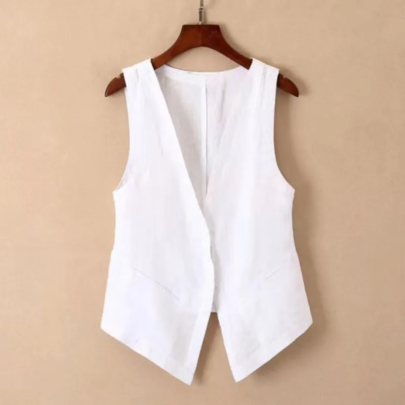 Summer Thin Vests Women V-neck Fashion Stylish Sleeveless Office-look Temperament Harajuku New Breathable Lady Leisure Pure Chic